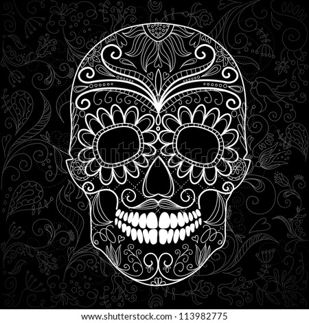 Day of The Dead black and white Skull Day of The Dead black and white Skull
