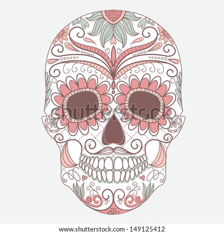 Day of The Dead colorful Skull with floral ornament Day of The Dead colorful Skull with floral ornament