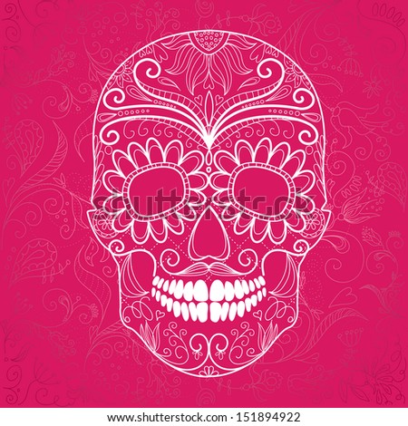 Day of The Dead pink and white Skull Day of The Dead pink and white Skull