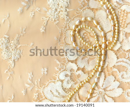 stock photo Wedding background with cream silky decoration accessories