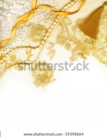 stock photo Golden textile wedding border wedding border
