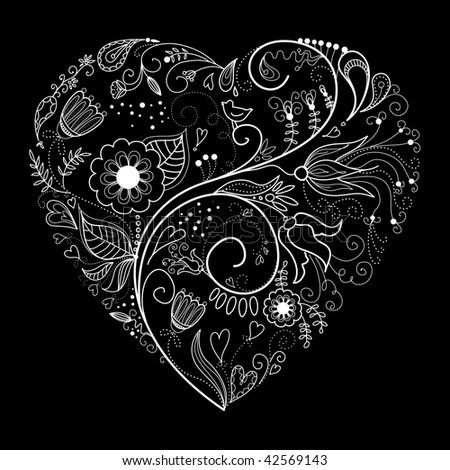 stock vector Black and White Valentine Heart illustration