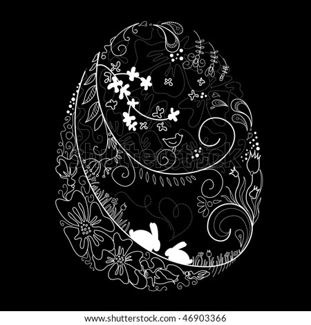 easter bunny clipart black and white. easter eggs clipart black and