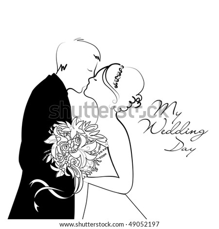 stock vector Black and White Wedding Background