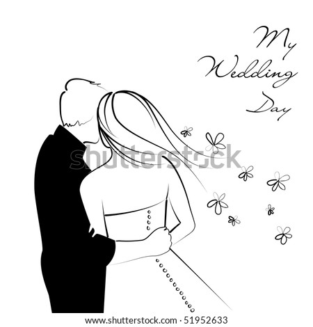 stock vector Black and White Wedding Background