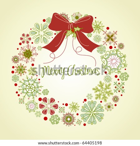 stock vector : Vintage Christmas wreath made from snowflakes