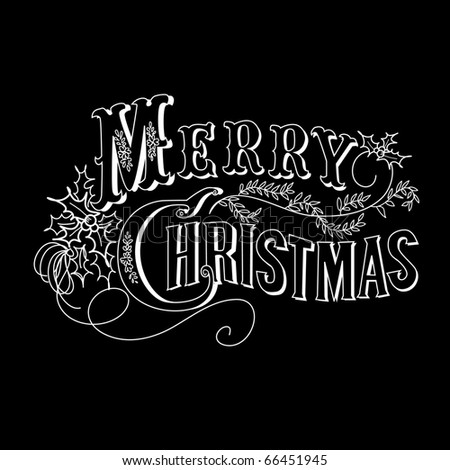 merry christmas banner black and white. stock vector : Black and White Christmas Card. Merry Christmas lettering