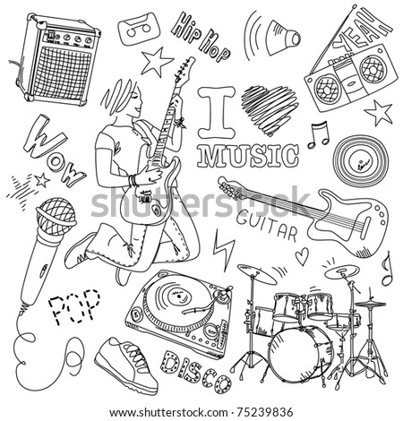 i love music. stock vector : I LOVE MUSIC