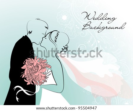 stock vector Bride and Groom Wedding Background