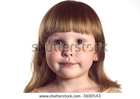 stock photo : Portrait of a little girl with blond hair and brown eyes,