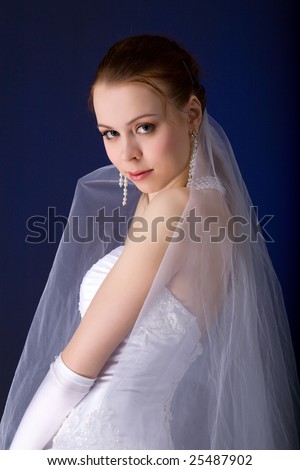 Bride with piercing look ower dark 