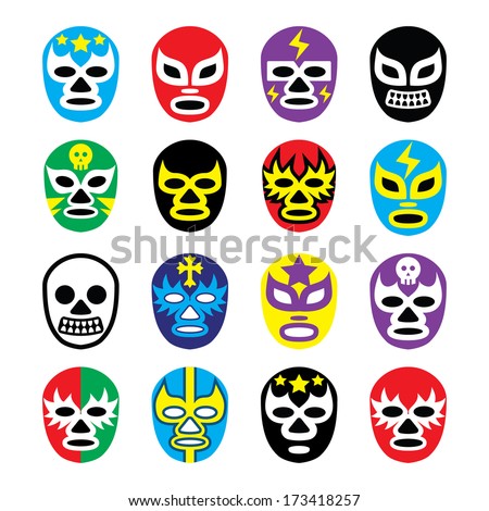 Lucha libre mexican wrestling masks icons Lucha libre mexican wrestling masks icons