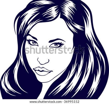 Black And White Face Photo. stock vector : lack and white