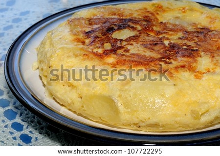Spanish tortilla on a terrace table, Andalusia, Spain, Western Europe.