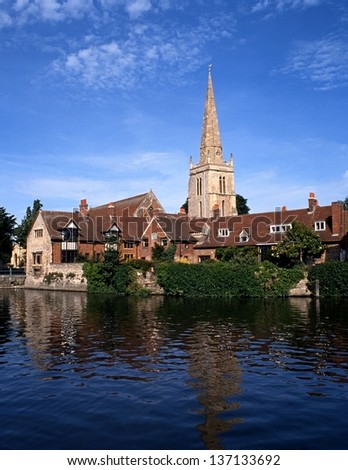 St. Helens Church and River Thames, Abingdon, Oxfordshire, England, United Kingdom, Western Europe.