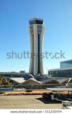 New control tower, Malaga airport, Malaga, Andalusia, Spain, Western Europe.