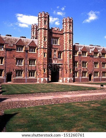 St. Johns College Great Gate along St. John Street, Cambridge, Cambridgeshire, England, United Kingdom, Western Europe.