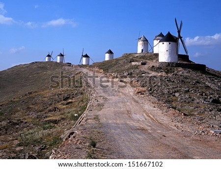 Windmills, Consuegra, Toledo Province, Castille La Mancha, Spain, Western Europe.