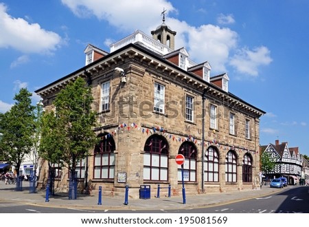 WARWICK, UNITED KINGDOM - MAY 18, 2014 - The old Market Hall (now the Warwickshire museum), Warwick, Warwickshire, England, UK, Western Europe, May 18, 2014.