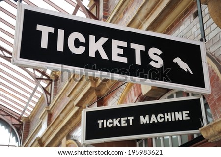 Tickets and Ticket Machine signs in the Foyer of Moor Street Railway Station, Birmingham, England, UK, Western Europe.