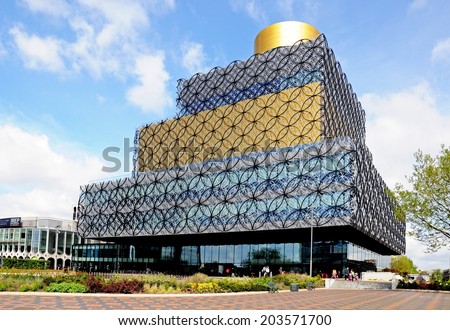 BIRMINGHAM, UNITED KINGDOM - MAY 14, 2014 - The Library of Birmingham, Centenary Square, Birmingham, England, UK, Western Europe, May 14, 2014.