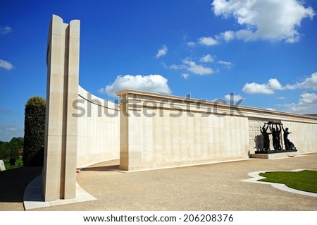 ALREWAS, UNITED KINGDOM - MAY 21, 2014 - View inside the inner circle of the Armed Forces Memorial, National Memorial Arboretum, Alrewas, Staffordshire, England, UK, Western Europe, May 21, 2014.