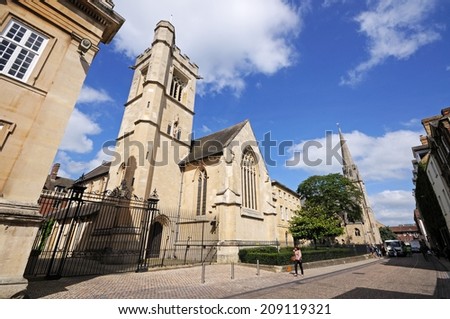 Oxford, United Kingdom - June 17, 2014 - View of St Peters College along New Inn Hall Street, Oxford, Oxfordshire, England, UK, Western Europe, June 17, 2014.