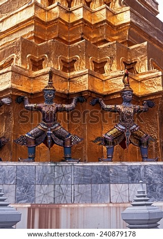 BANGKOK, THAILAND - CIRCA OCTOBER, 1991 - Demon statues at the Grand Palace, Bangkok, Thailand, Far East, Circa October 1991.