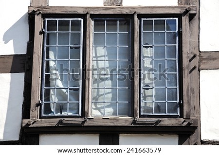 Old rustic window in a Tudor building, Tewkesbury, Gloucestershire, England, UK, Western Europe.