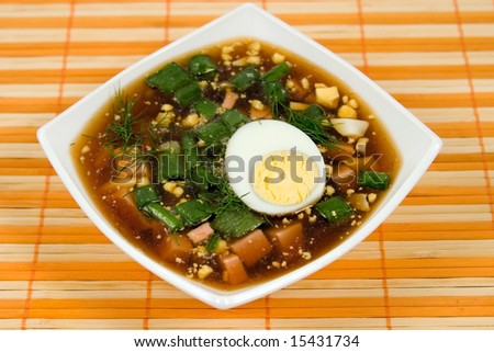 vegetable soup and hard-boiled egg