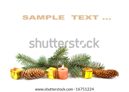 christmas decoration on a white background (place for the text)