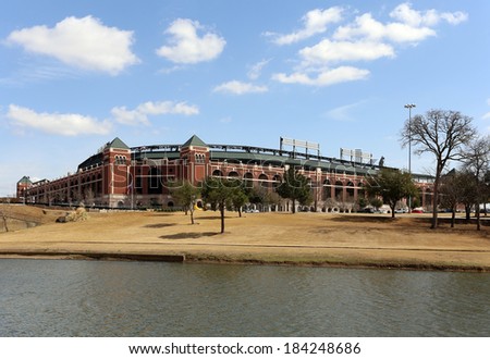 ARLINGTON, TX - MARCH 14: Globe Life Park in Arlington in Arlington, Texas on March 14, 2014. Formerly known as Rangers Ballpark in Arlington, the ballpark is home to The Texas Rangers baseball team.