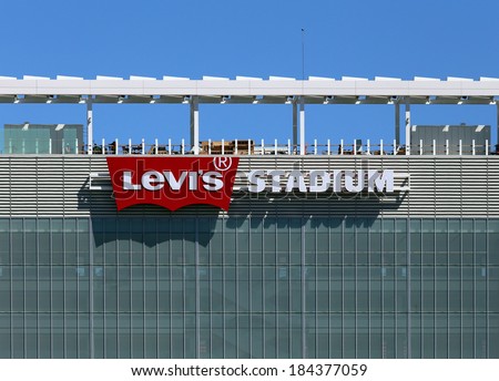 SANTA CLARA, CA - MARCH 18: Construction workers put the finishing touches on LeviÃ¢Â?Â?s Stadium on March 18, 2014. The stadium will be the new home of the San Francisco 49ers starting in the 2014 season.