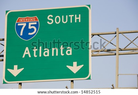 a sign marking the interstate south route to atlanta georgia South Route 450x310