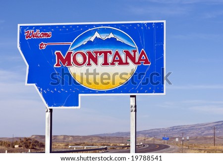 The welcome sign at the Montana state line.