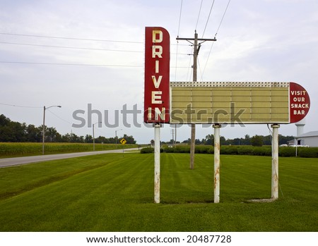 A blank drive-in movie theater sign