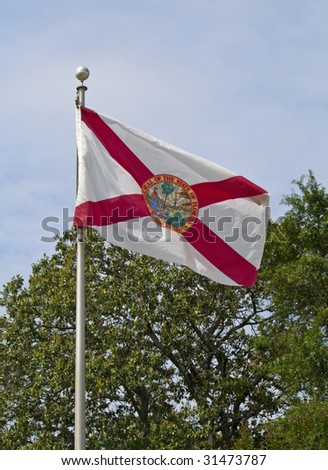 The Florida State Flag waving in the wind