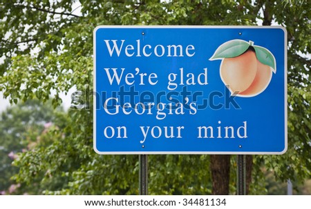 A welcome sign at the Georgia state line.
