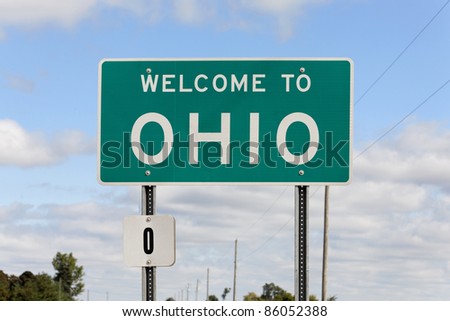 A welcome sign at the Ohio state line.