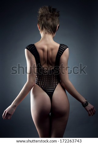 Beautiful girl in black mesh
