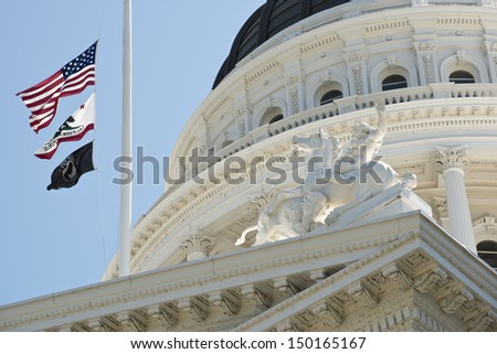 California State Capitol Building Flags