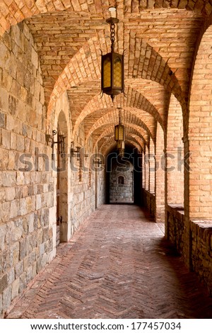 Castle Winery Brick Arched Hallway