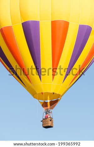 Hot Air Balloon in Flight and Burner Fire