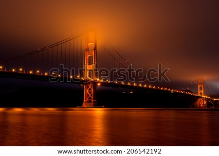 San Francisco Golden Gate Bridge Night and Fog
