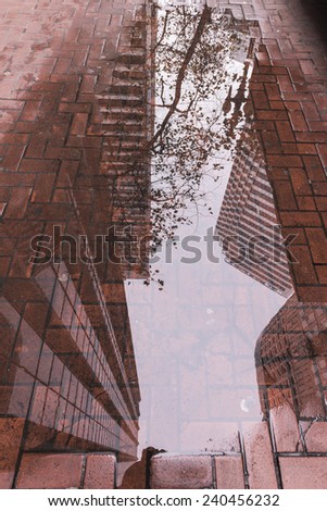 San Francisco Street Reflection of Buildings and Skyscappers
