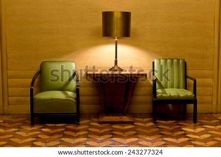 Art Deco Chairs, Lamp, Flooring
