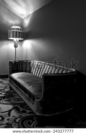 Art Deco Chairs, Lamp, Flooring Black and White