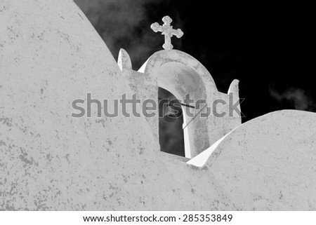 Santorini White Walls, Bell and Cross Black and White