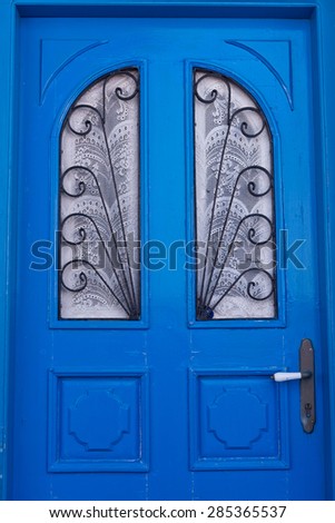 Santorini Blue Door Lace Curtains