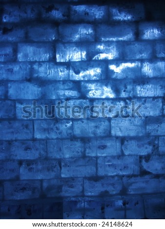 wall of ice with blue back-light